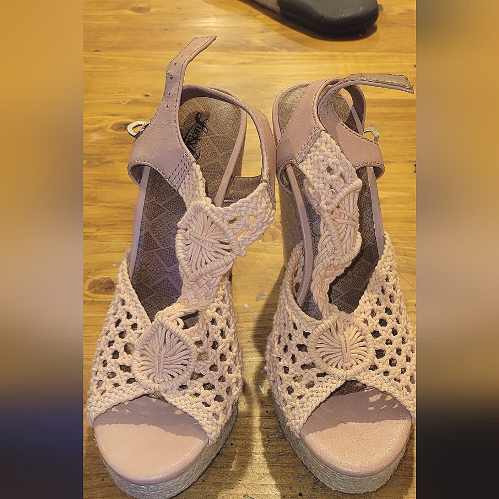 Lucky Brand Crochet Espadrilles Wedges